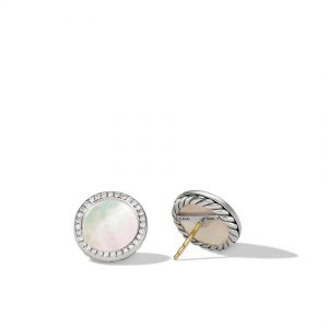 DY Elements� Button Earrings with Mother of Pearl and Pav� Diamonds