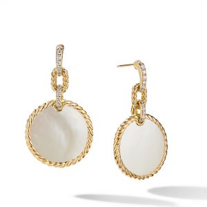 DY Elements� Convertible Drop Earrings 18K Yellow Gold with Mother of Pearl and Pav� Diamonds