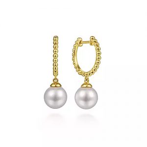 Beaded Huggie Hoop with Pear Drop Earrings Earrings Bailey's Fine Jewelry