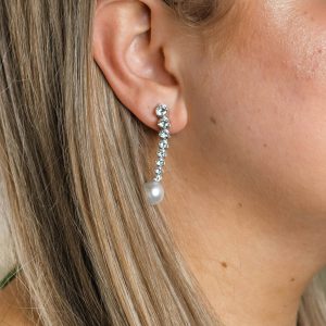Bailey's Estate Pearl and Diamond Line Drop Earrings