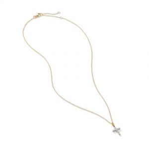 Cable Collectibles Cross with Diamonds in Gold on Chain