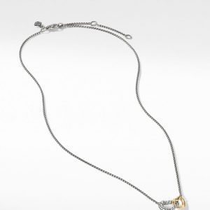 Cable Collectibles� Double Heart Necklace with 18K Yellow Gold