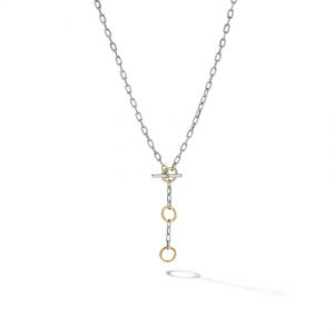 DY Madison� Three Ring Chain Necklace with 18K Yellow Gold