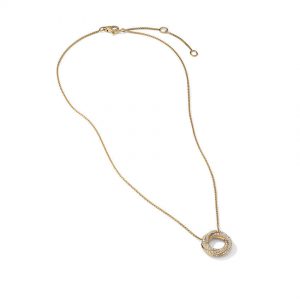 Petite Pav� Crossover Pendant Necklace in 18K Yellow Gold with Diamonds