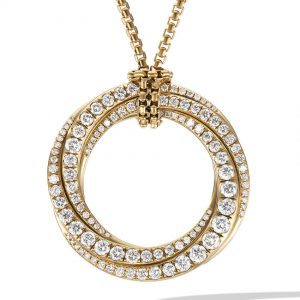 Pav� Crossover Pendant Necklace in 18K Yellow Gold with Diamonds