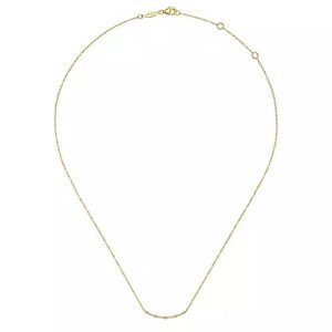 Curved Bar Necklace with Five Diamond Stations