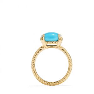 Ring with Turquoise and Diamonds in 18K Gold