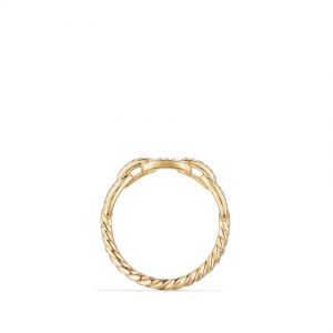 Stax Single Row Pave Chain Link Ring with Diamonds in 18K Gold, 4.5mm