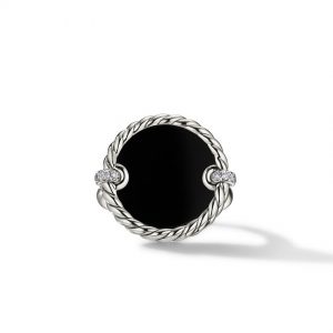 DY Elements Ring with Black Onyx and Pav� Diamonds