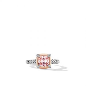 Petite Chatelaine� Ring with Morganite, 18K Rose Gold Bezel and Pav� Diamonds
