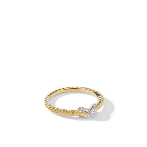 Petite X Ring in 18K Yellow Gold with Pav� Diamonds