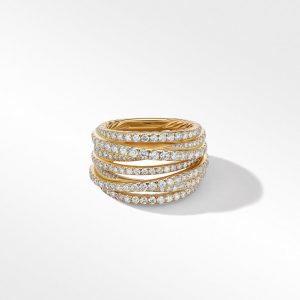 Pav� Crossover Ring in 18K Yellow Gold with Diamonds