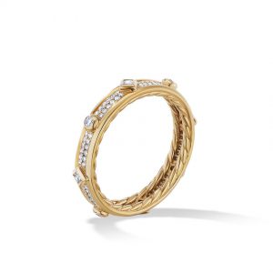 Modern Renaissance Ring in 18K Yellow Gold with Full Pav� Diamonds