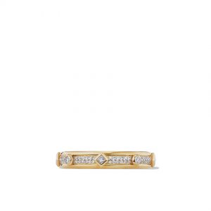 Modern Renaissance Ring in 18K Yellow Gold with Full Pav� Diamonds