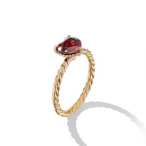 Chatelaine Heart Ring in 18K Yellow Gold with Garnet