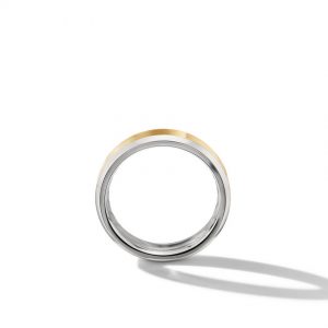 Beveled Band Ring in 18K White and Yellow Gold