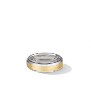 Beveled Band Ring in 18K White and Yellow Gold