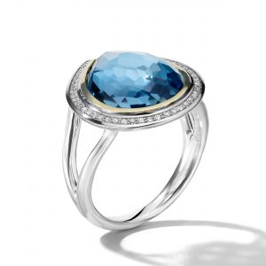 Ippolita Chimera Rock Candy Teardrop Ring in London Blue Topaz and Diamonds