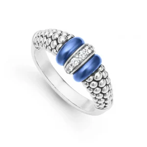 Lagos Blue Caviar Ceramic and Caviar Diamond Ring