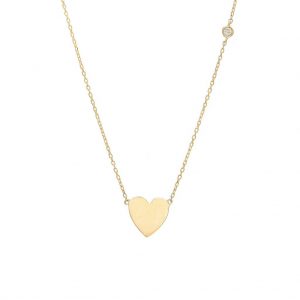 Heart Necklace with Diamond Station on Chain