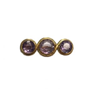 Bailey's Estate Amethyst 3 Stone Pin in 14kt Yellow Gold