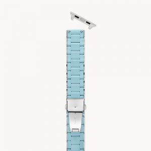 Michele Marina Blue and Stainless Silicone Bracelet Band for Apple Watch