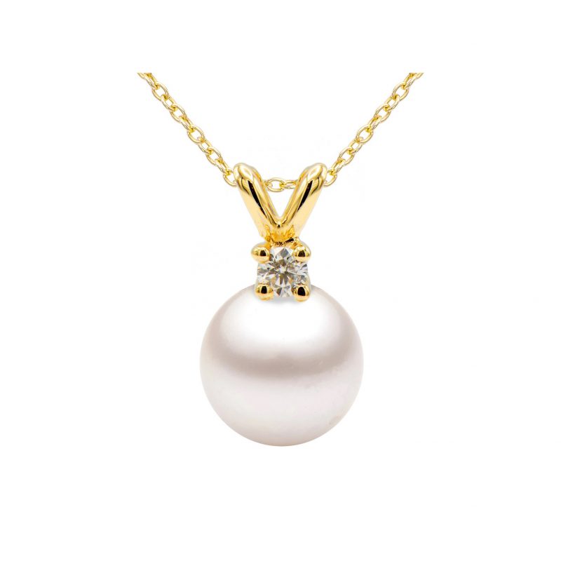 Bailey's Fine Akoya Pearl and Diamond Pendant Necklace