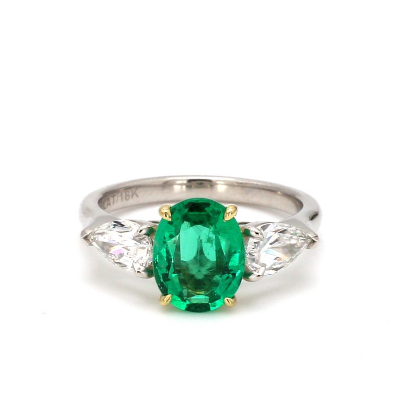 Oval Emerald Diamond Ring - Jaipur Jewels