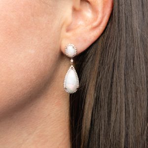 Opal Drop Earrings with Diamond Accents
