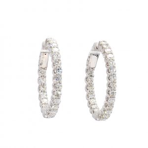Inside Out Diamond Hoop Earrings in 14k White Gold