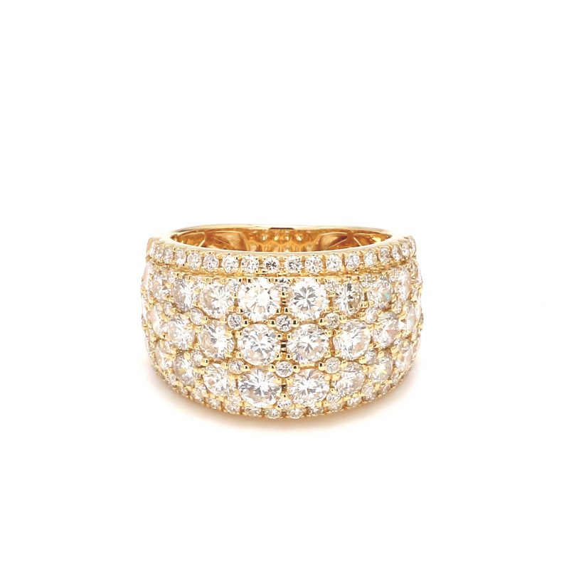 Diamond Band Ring with 5 Rows of Multi-Sized Diamonds