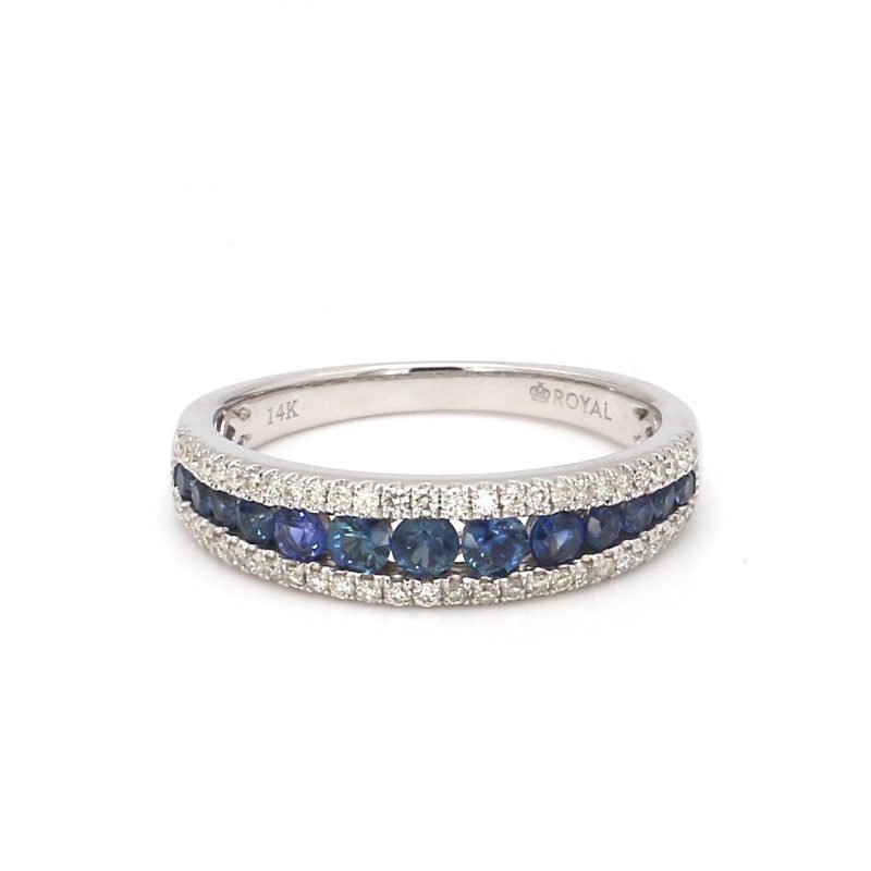Three Row Diamond and Sapphire Band Ring