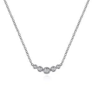Graduated Bezel Set Diamond Bar Necklace