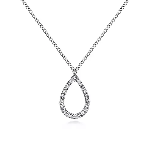 Open Teardrop Diamond Pendant Necklace