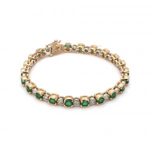 Alternating Emerald and Diamond Half Bezel Bracelet