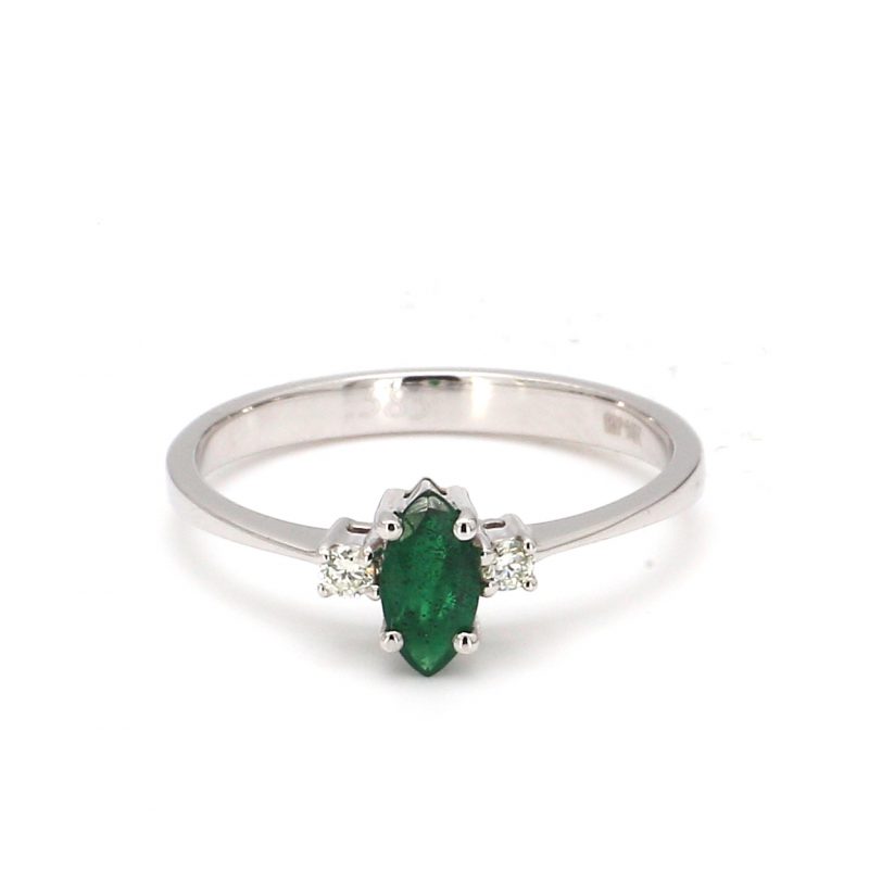 Marquise Cut Emerald and Diamond Ring