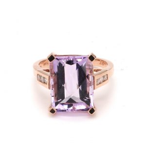 Emerald Cut Purple Amethyst Ring