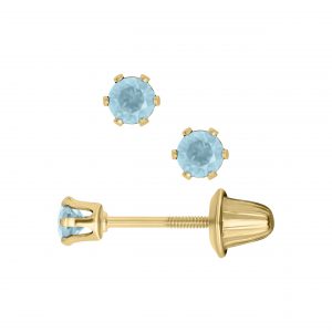Bailey's Kids Collection March Birthstone Aquamarine Stud Earrings