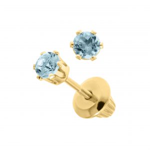 Bailey's Kids Collection March Birthstone Aquamarine Stud Earrings