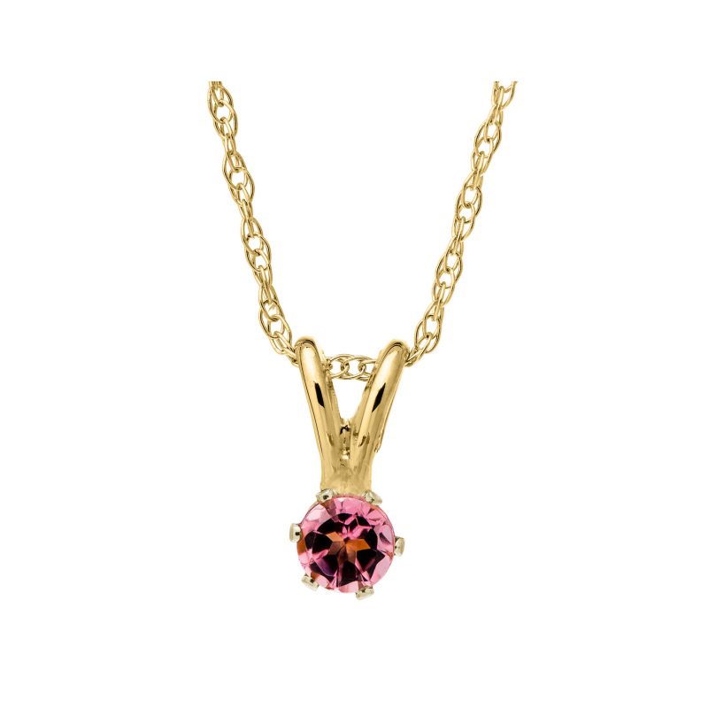 Bailey's Kids Collection October Pink Tourmaline Pendant Necklace