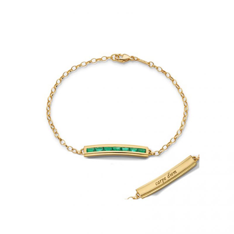 Monica Rich Kosann Baguette Emerald "Carpe Diem" Petite Posey Bracelet