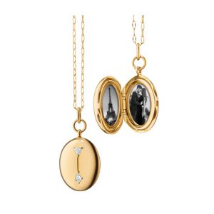 Monica Rich Kosann "True North" Gold Locket Necklace with Diamonds