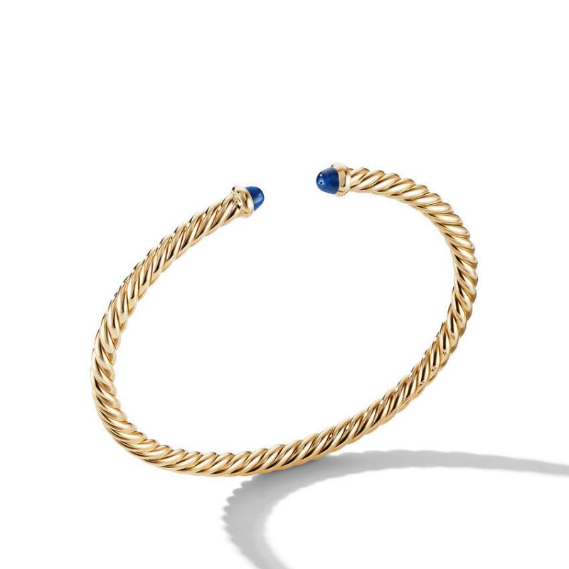 Petite Precious Cable Bracelet with Blue Sapphires in Gold