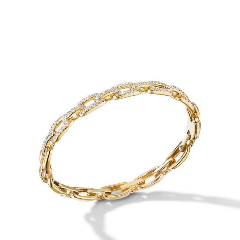 Stax Chain Link Bracelet with Diamonds in 18K Yellow Gold