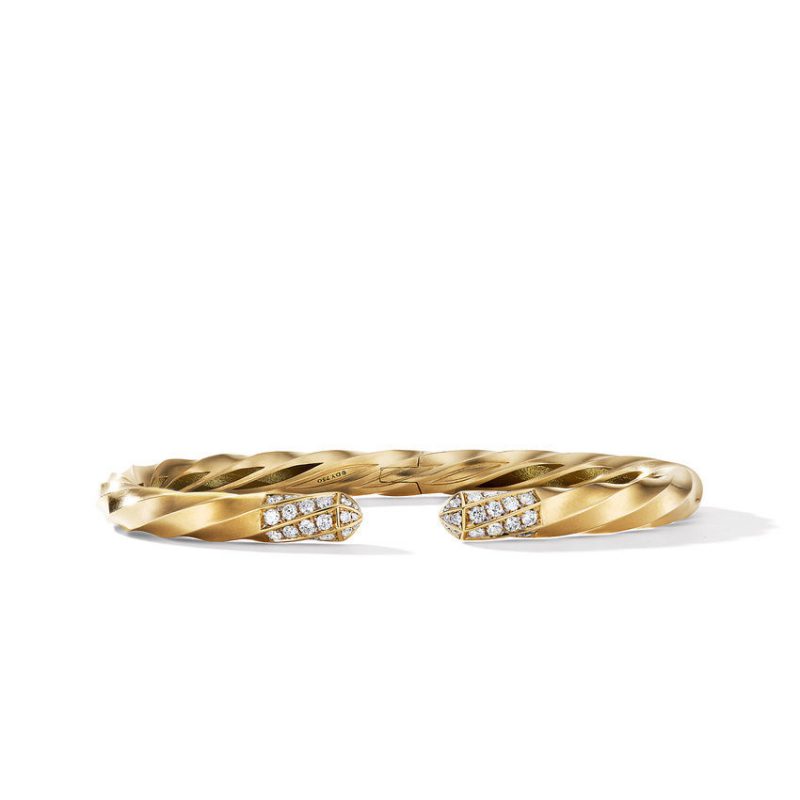 Cable Edge Bracelet in Recycled 18K Yellow Gold with Pav� Diamonds