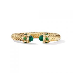 Renaissance Bracelet in 18K Yellow Gold with Malachite and Green Chrome Diopside