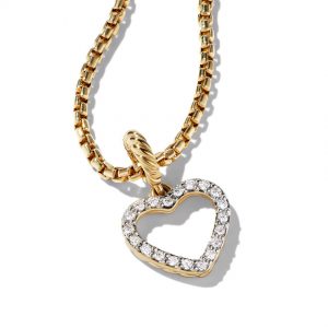 Heart Amulet in 18K Yellow Gold with Pav� Diamonds
