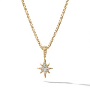 North Star Amulet in 18K Yellow Gold with Pav� Diamonds