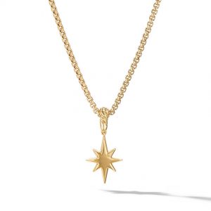 North Star Amulet in 18K Yellow Gold with Pav� Diamonds