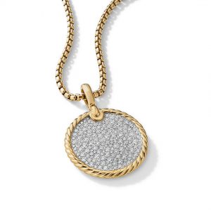 DY Elements Disc Pendant in 18K Yellow Gold with Pav� Diamonds
